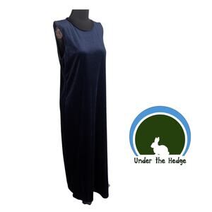 Vtg 90s Daniel C Navy Velvet Sleeveless Maxi Dress Medium J2 Whimsigoth Goth